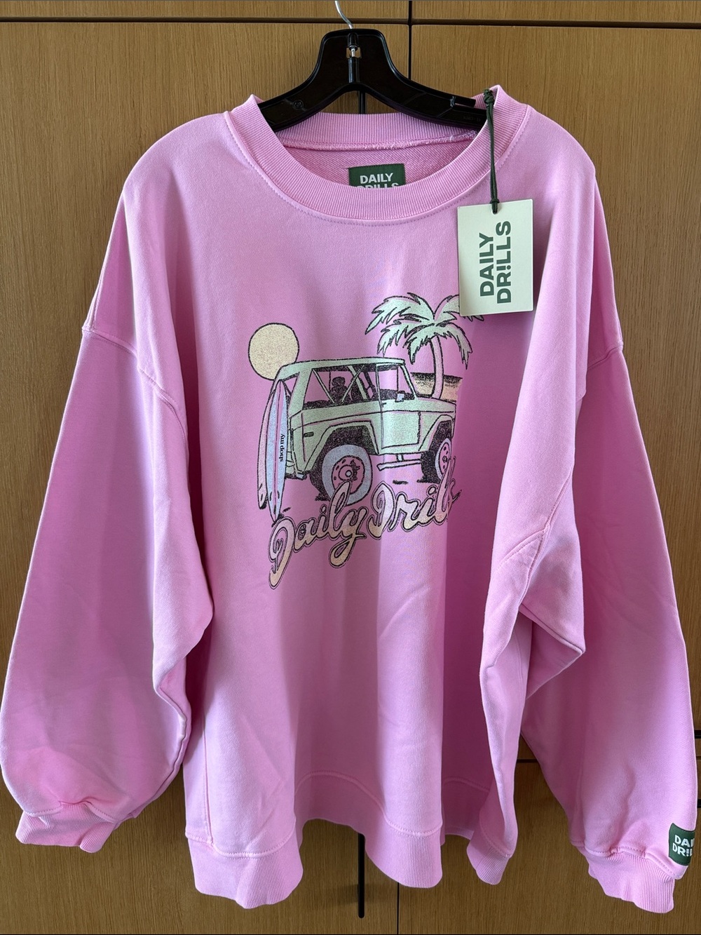 Daily Drills Pink Oversized Crewneck Sweatshirt Rare ShopMy Exclusive Xsmall